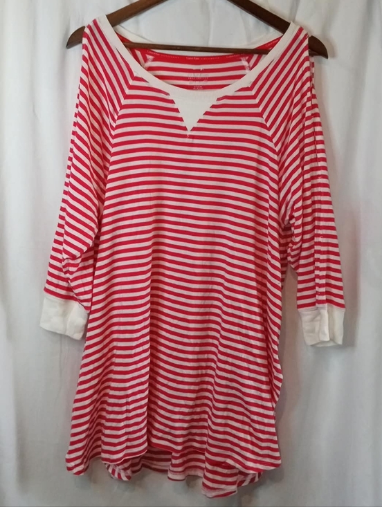 Calvin Klein Dresses & Skirts - Calvin Klein Performance Red White Striped Soft Dress Nightshirt Cold Shoulder
